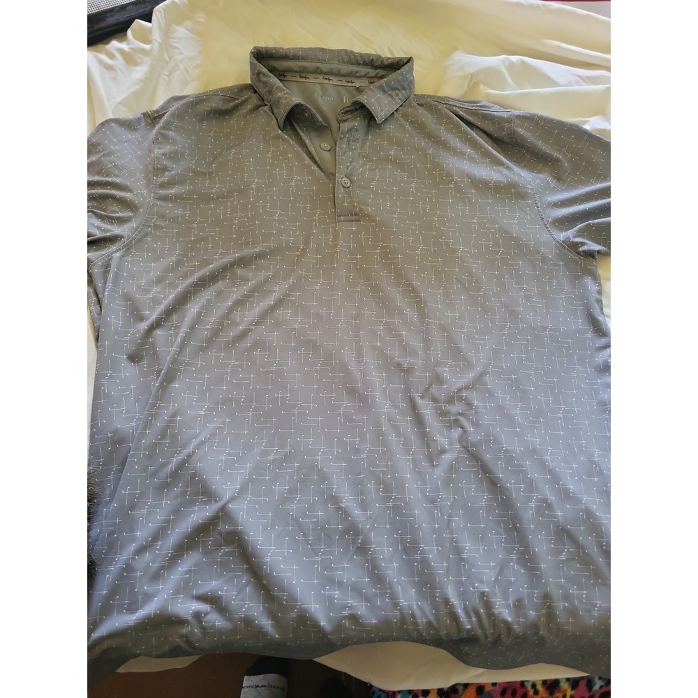 Walter Hagen 11 majors polo Size Large Gray And White Design